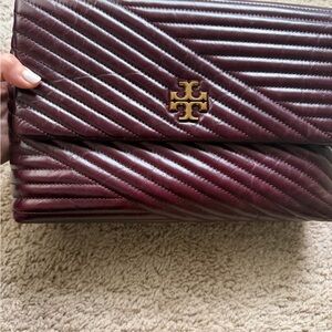 Tory Burch Deep Burgundy Quilted Clutch